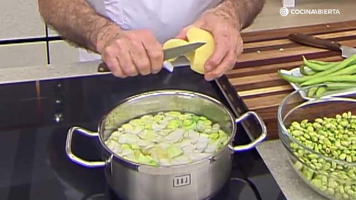 receta habitas salteadas crema patata ka paso 2