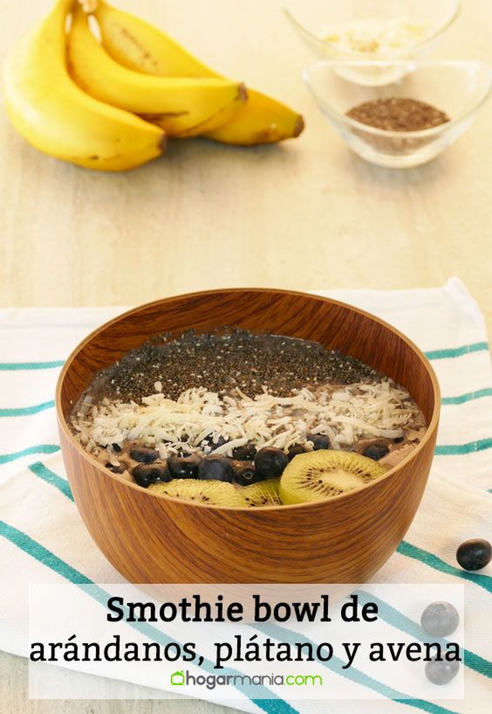 smothie bowl arandanos platano avena pin