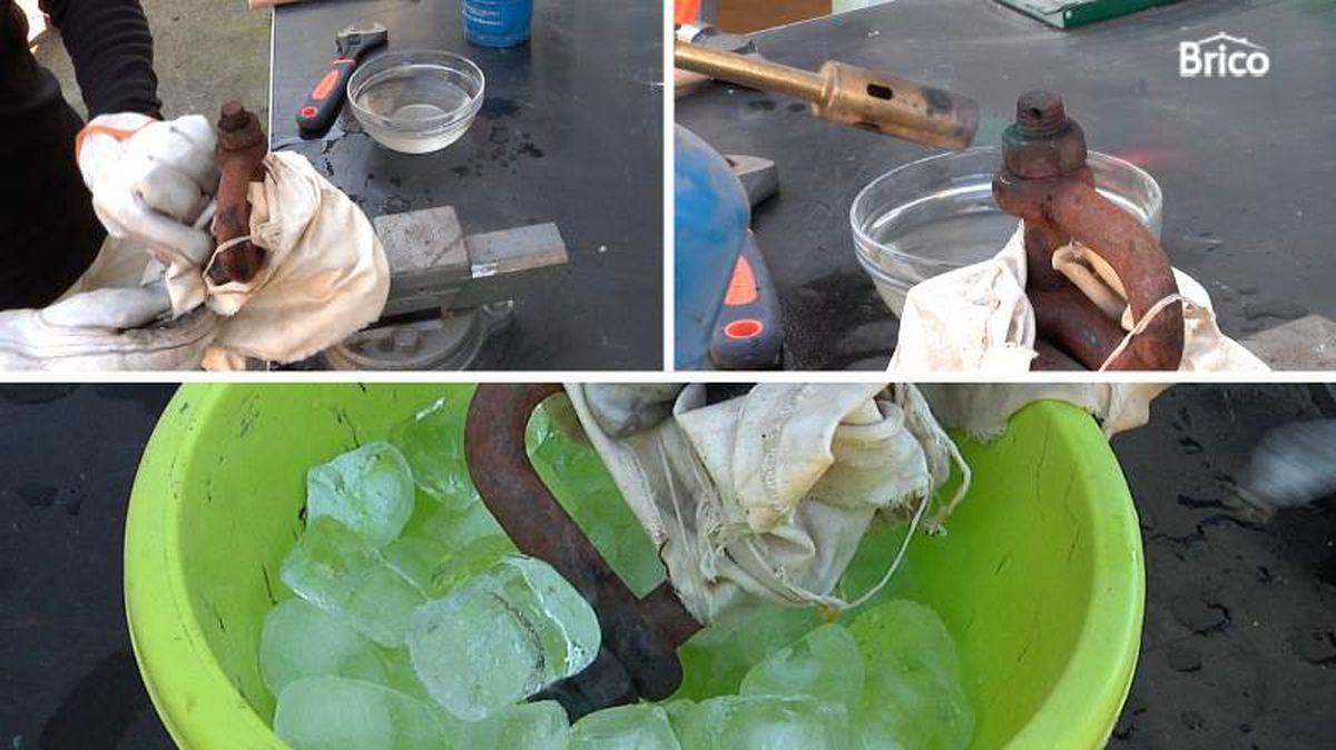 Combinar calor y frío para aflojar el tornillo