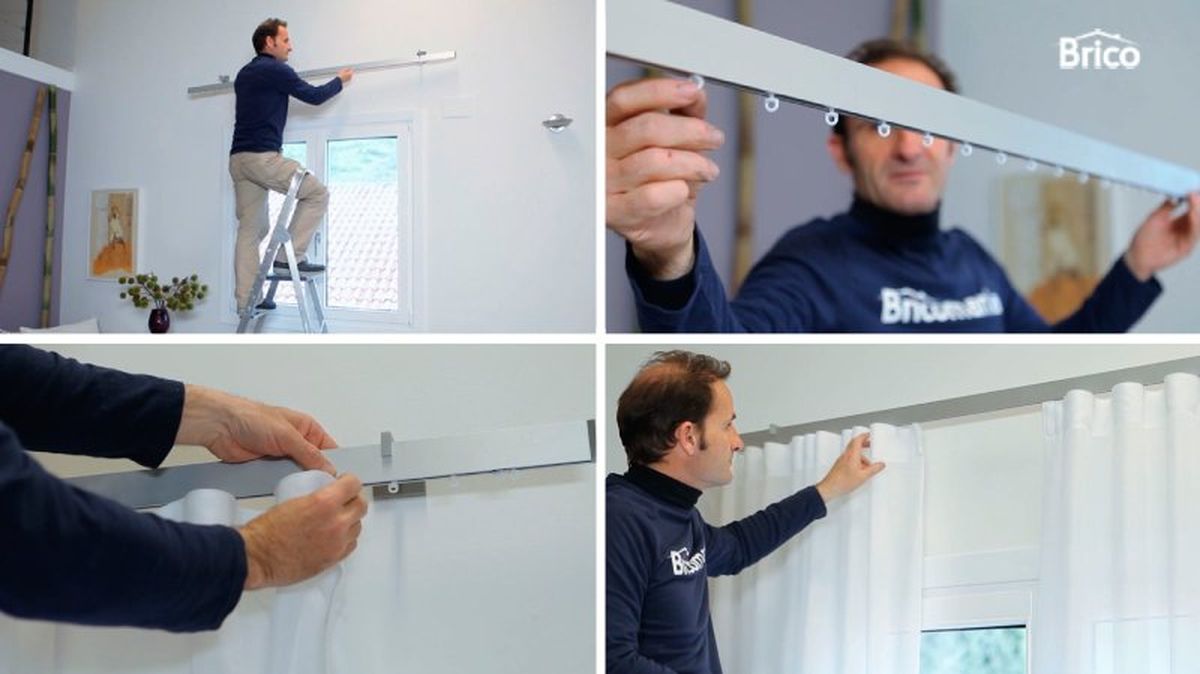 Fijar la cortina en el riel