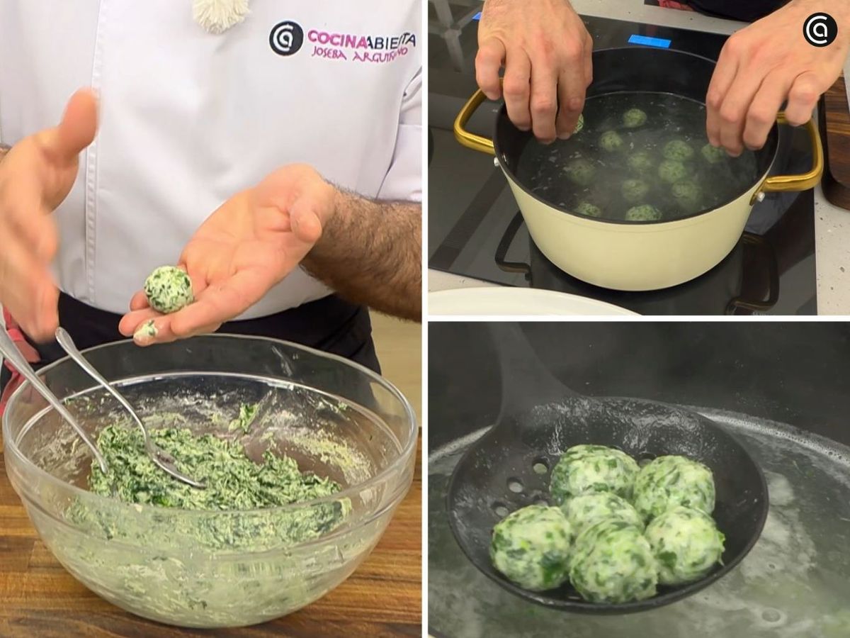 Forma los malfatti, cuécelos en agua y luego retíralos con una espumadera