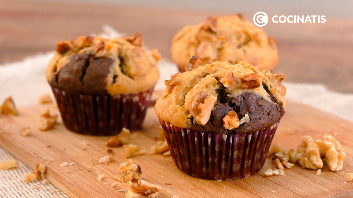 Magdalenas de calabaza, chocolate y nueces