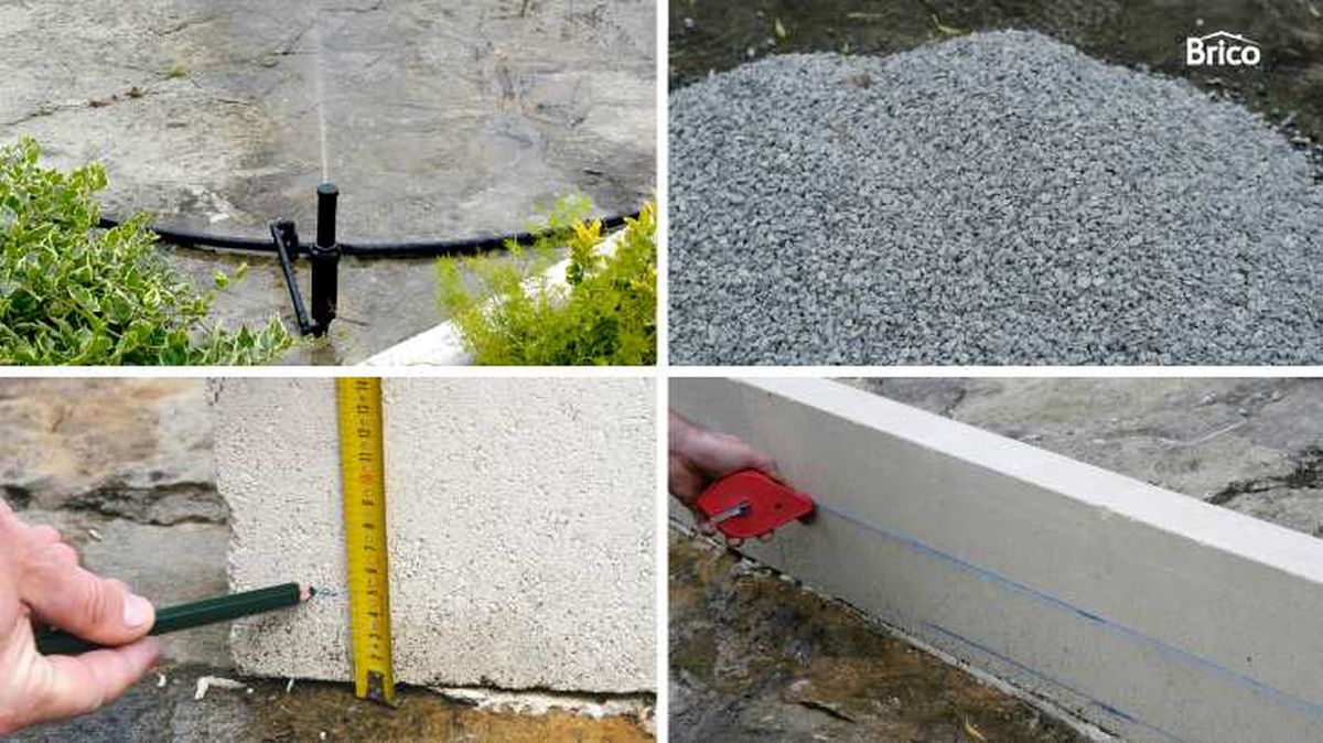 Marcar las líneas de referencia para la grava y la arena sílice