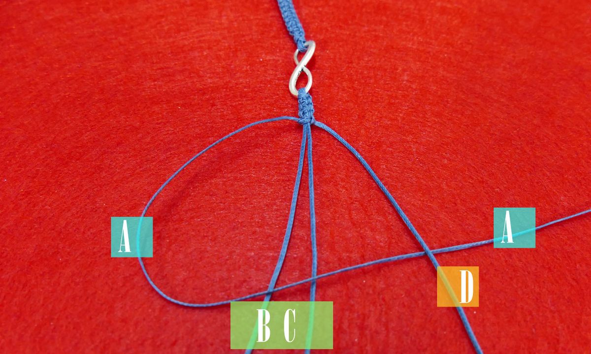 cómo hacer una pulsera macrame paso3