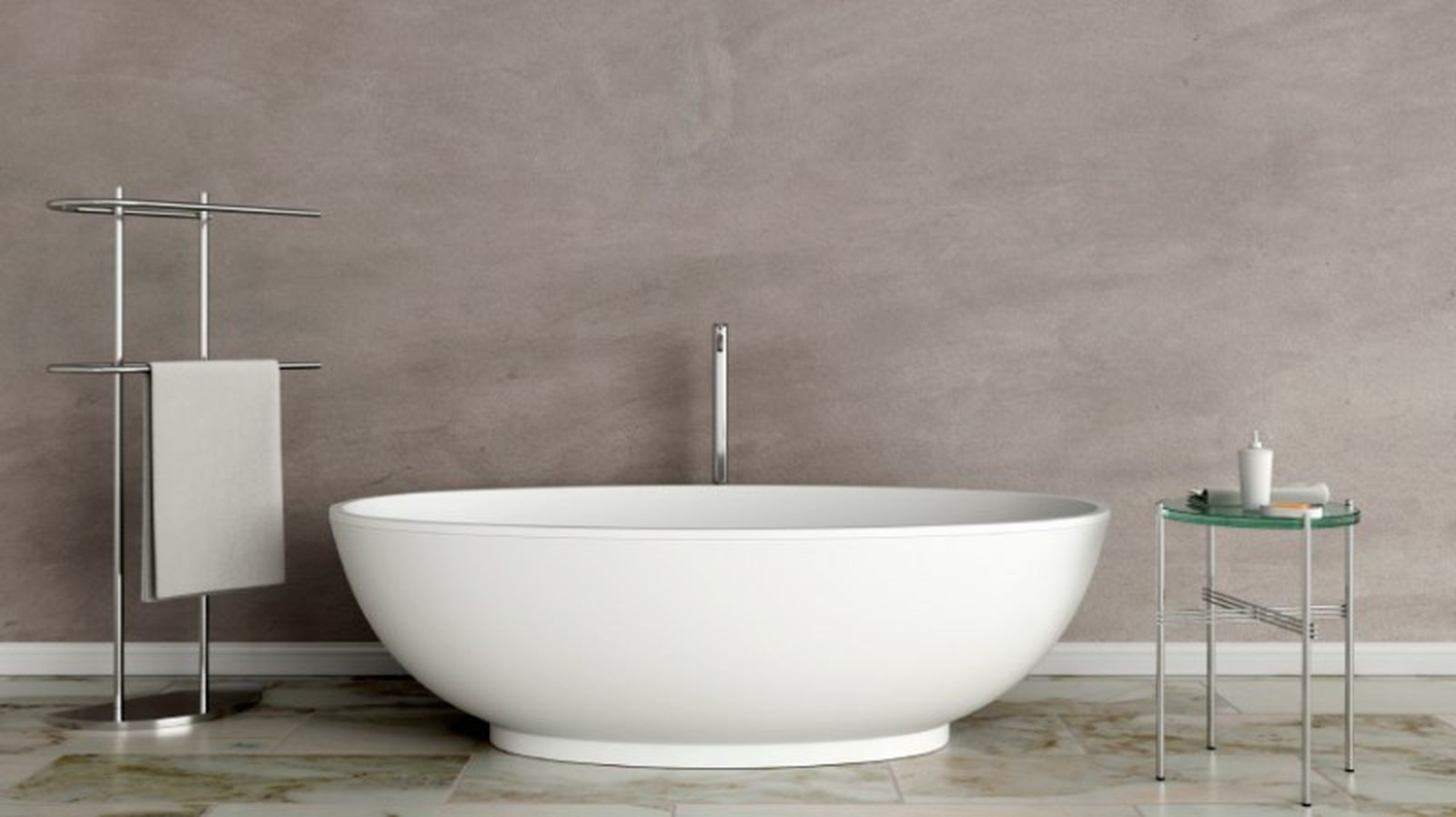 Un baño con microcemento en paredes Un baño con microcemento en paredes