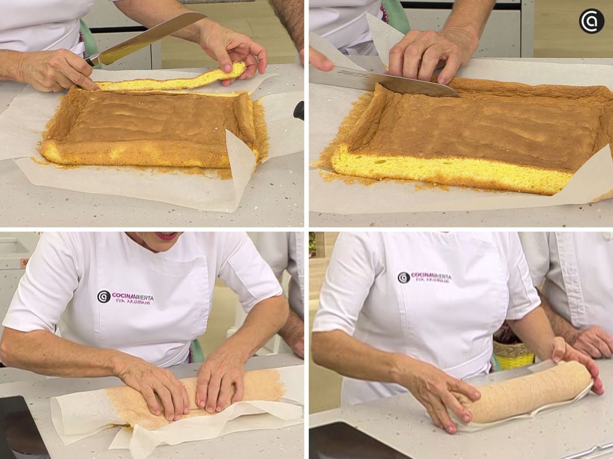 El truco de Eva Arguiñano para enrollar un rollo suizo paso a paso