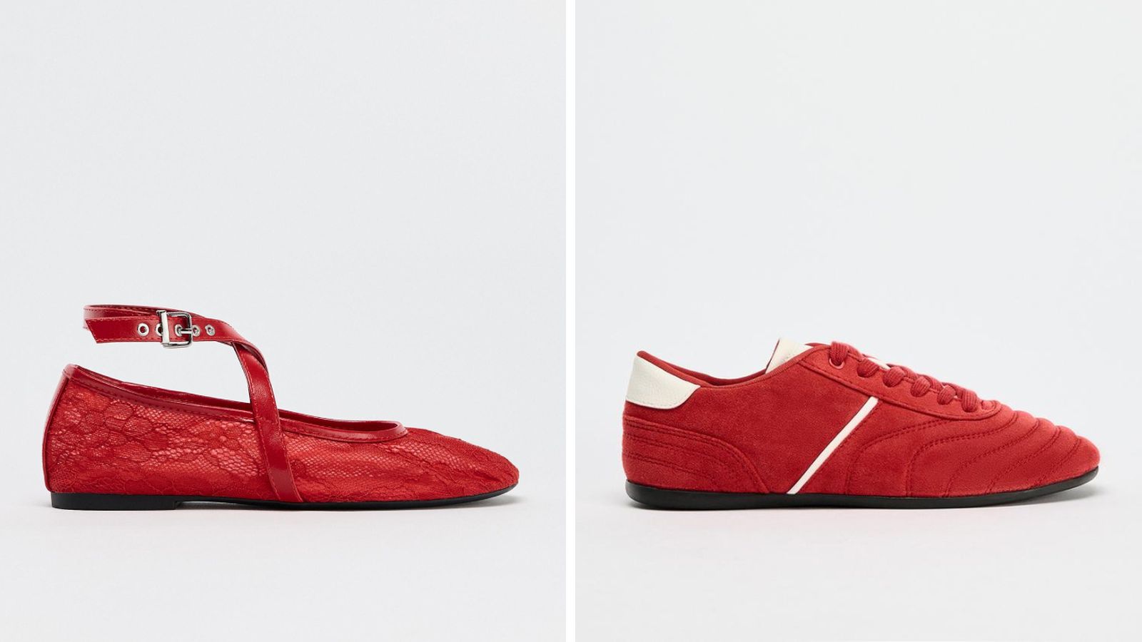 Bailarina de encaje y sneaker roja Bailarina de encaje y sneaker roja