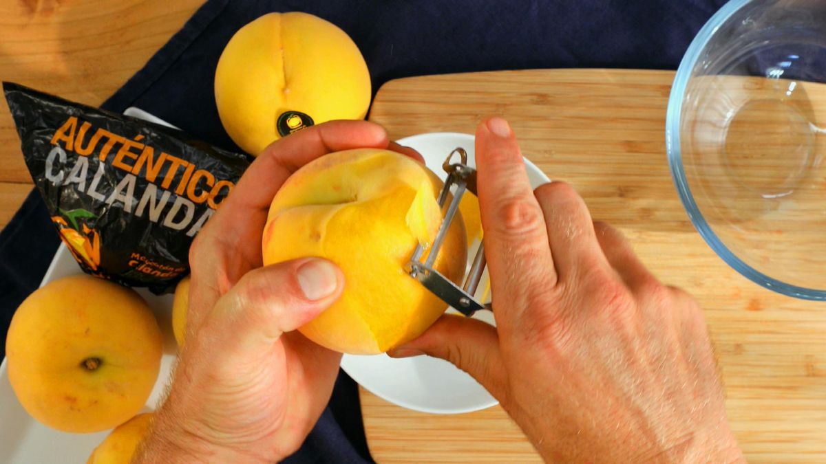 mousse melocoton paso 1