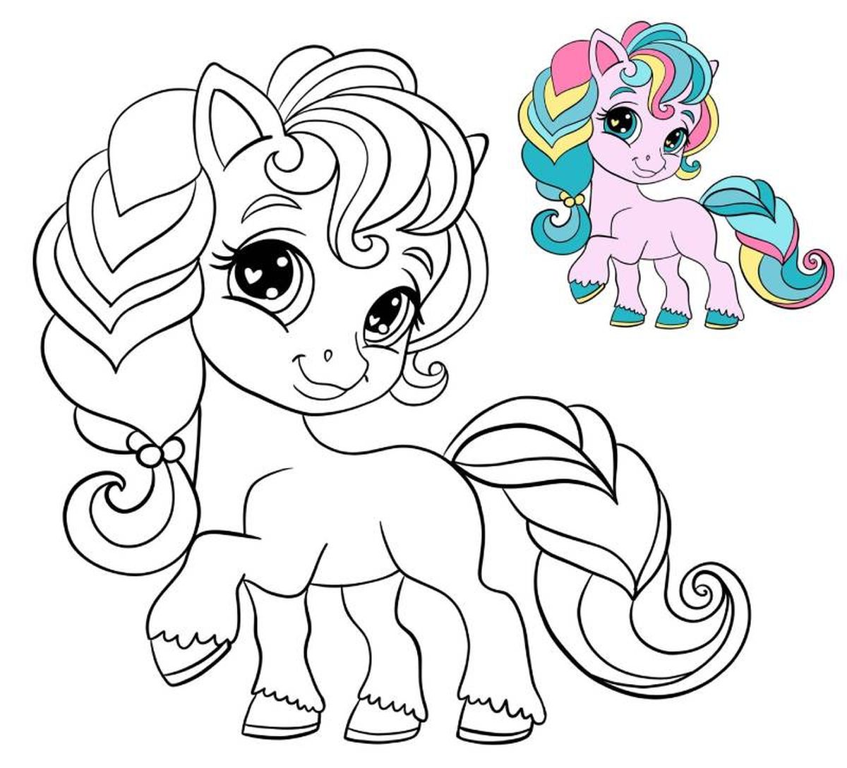 Unicornio para colorear, modelo 3.