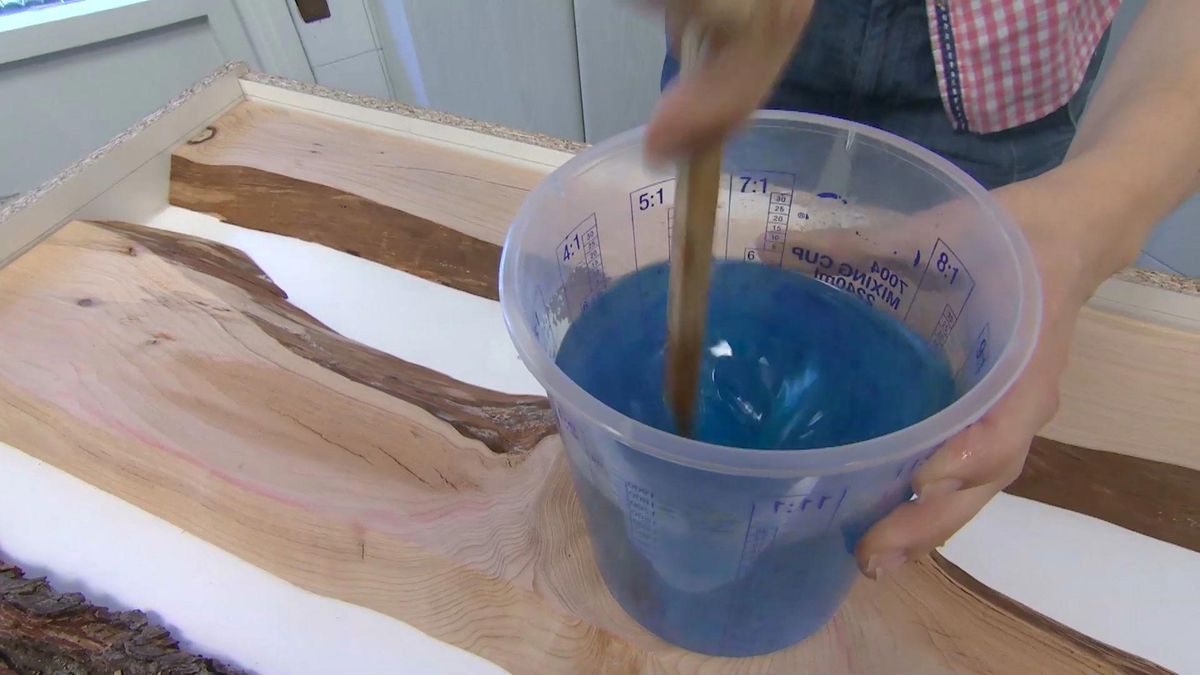 encimera de resina azul turquesa paso 2