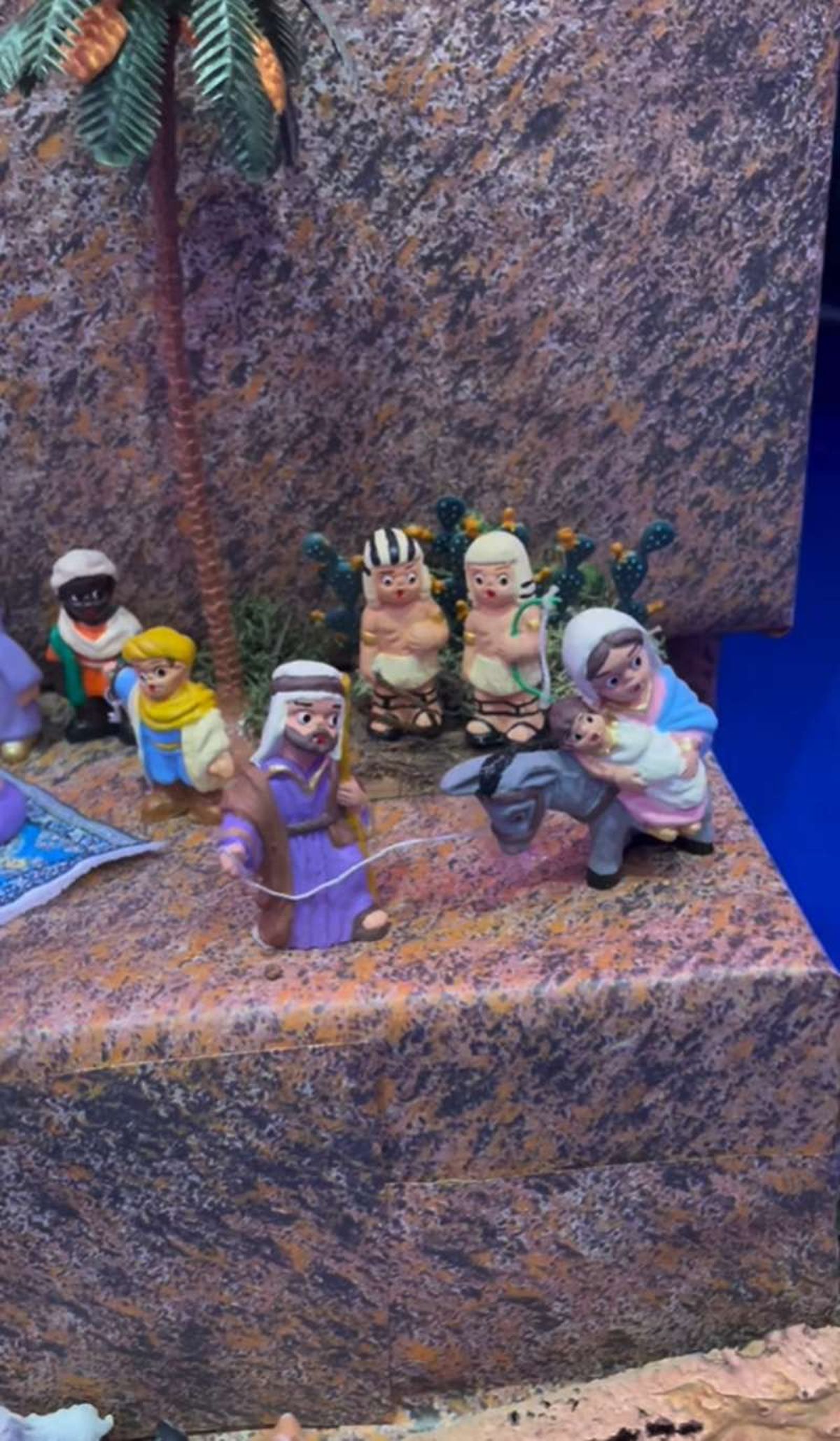 Escena de la huida a Egipto del Belén de Alaska.