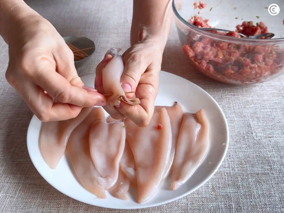 Rellenar los calamares