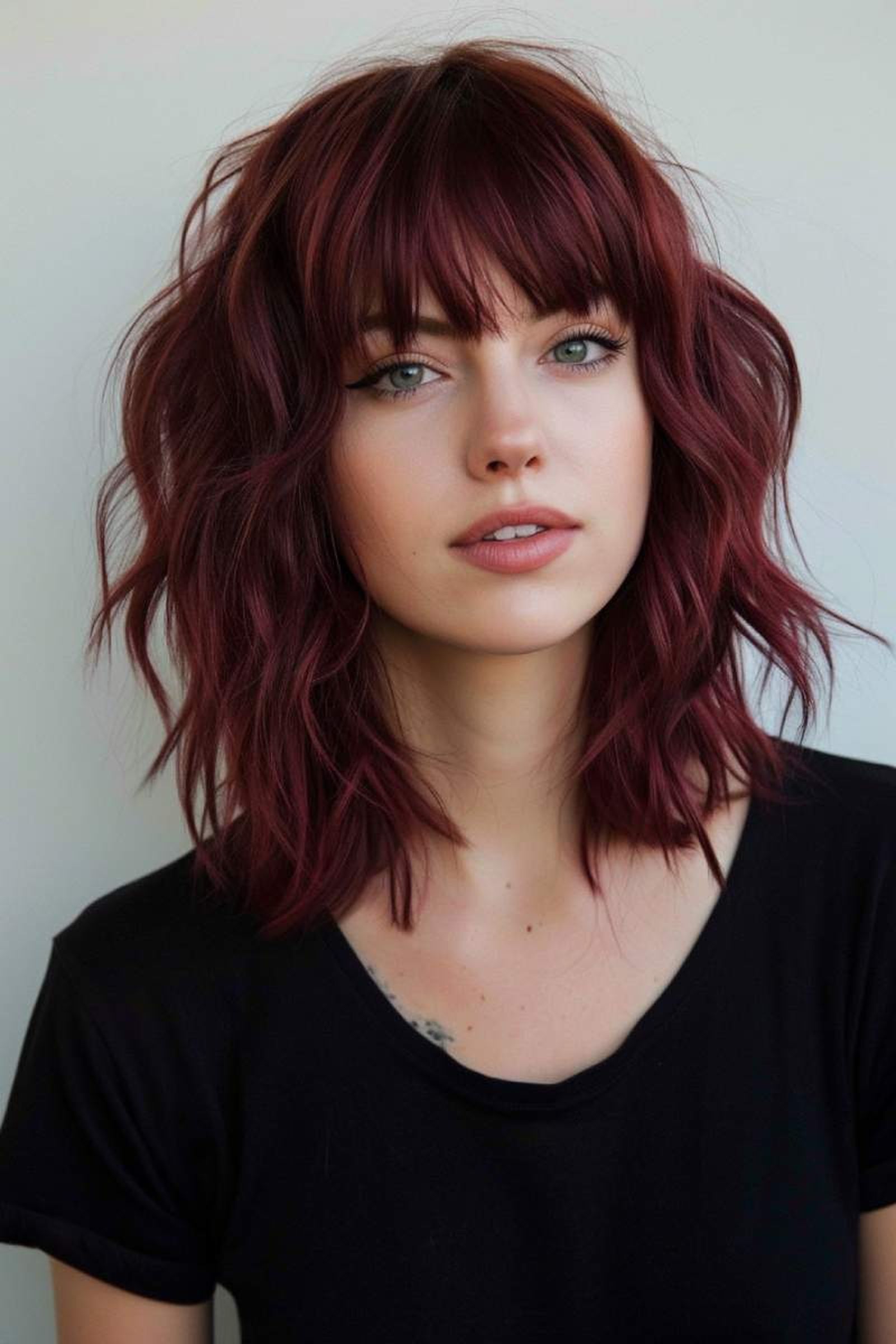 Corte de pelo shag a la atura del hombro Corte de pelo shag a la atura del hombro