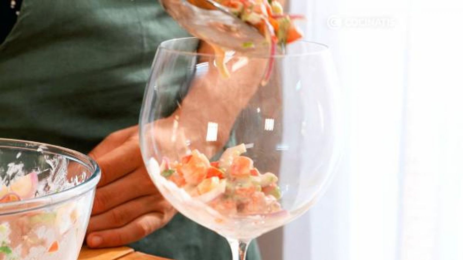 Ceviche de camarón conchips de tortilla Paso 4 Ceviche de camarón conchips de tortilla Paso 4