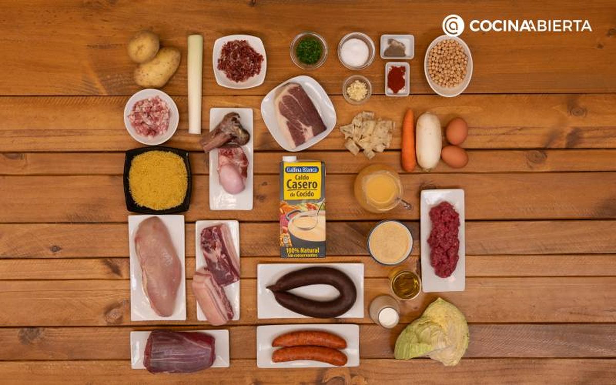 Ingredientes de la receta de cocido madrileño con pelotas