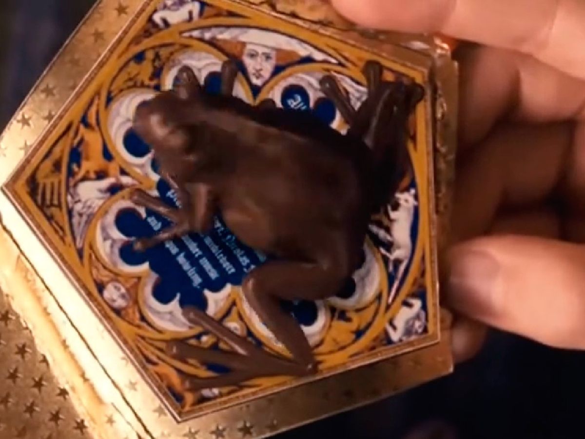 Harry Potter (Daniel Radcliffe) compra una rana de chocolate que cobra vida y escapa por la ventana