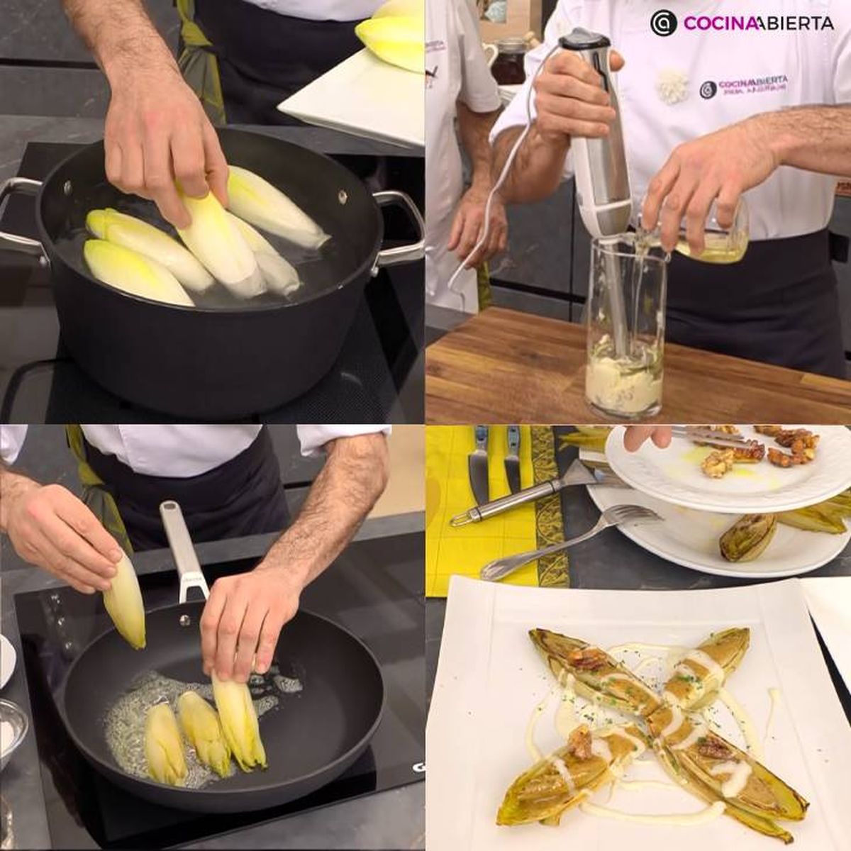 ndivias a la plancha con queso y nueces receta pasos