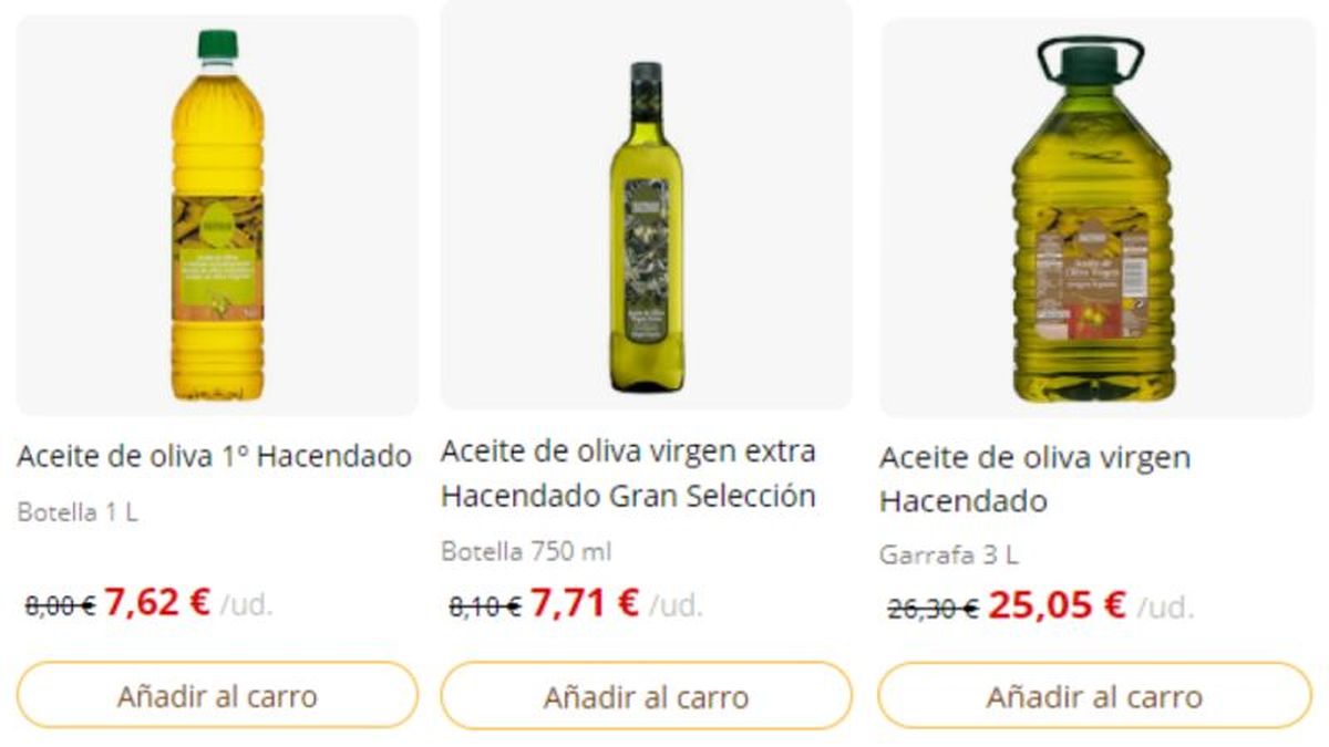 Precios del aceite de oliva en Mercadona