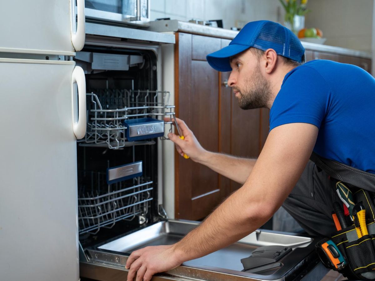 Técnico repara un lavavajillas