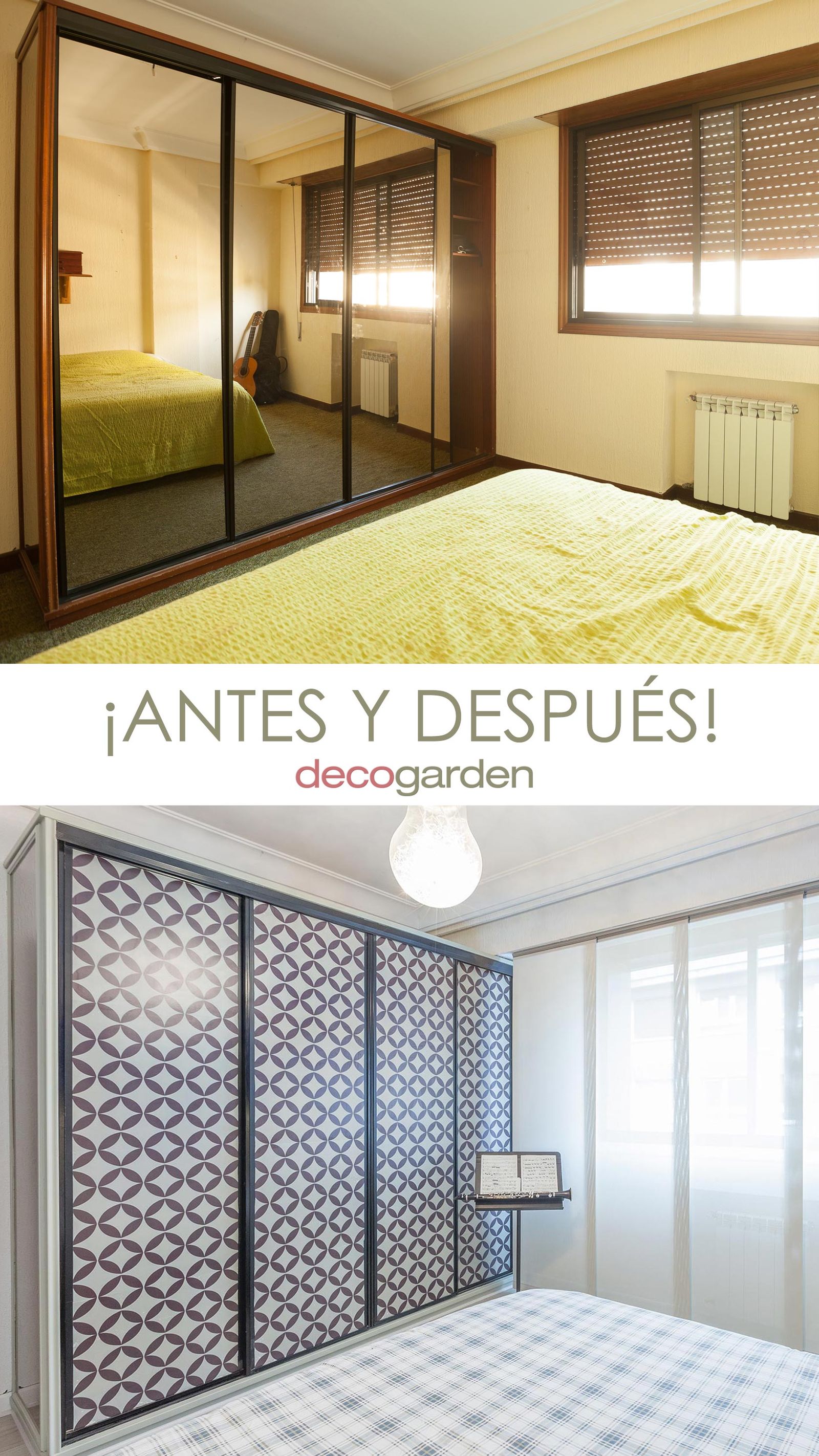 DEKO706 decorar espejos puertas armario con vinilos antes despues DEKO706 decorar espejos puertas armario con vinilos antes despues