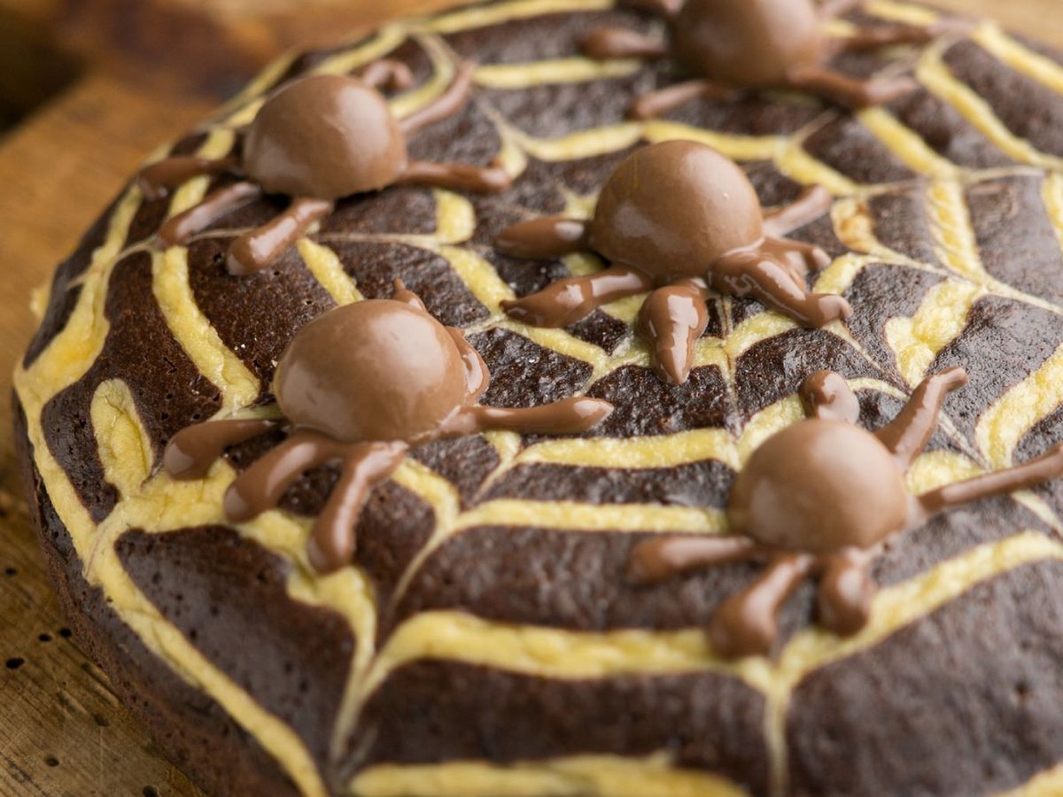 Bizcocho de Halloween marmolado de chocolate y calabaza