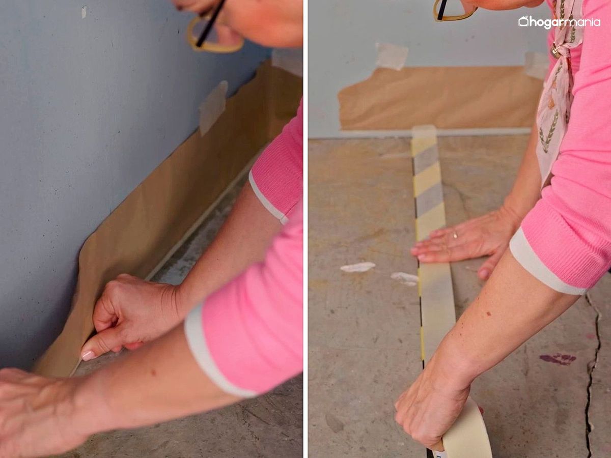 Proteger alrededor para no manchar al pintar suelo de garaje