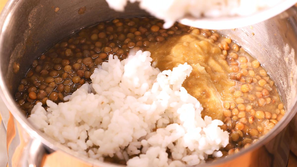 lentejas con arroz  paso 4