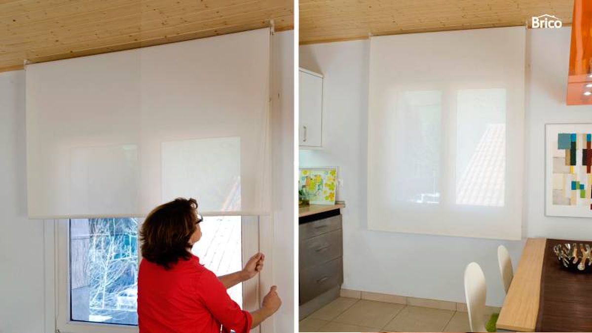 Resultado final de colgar estor en el techo