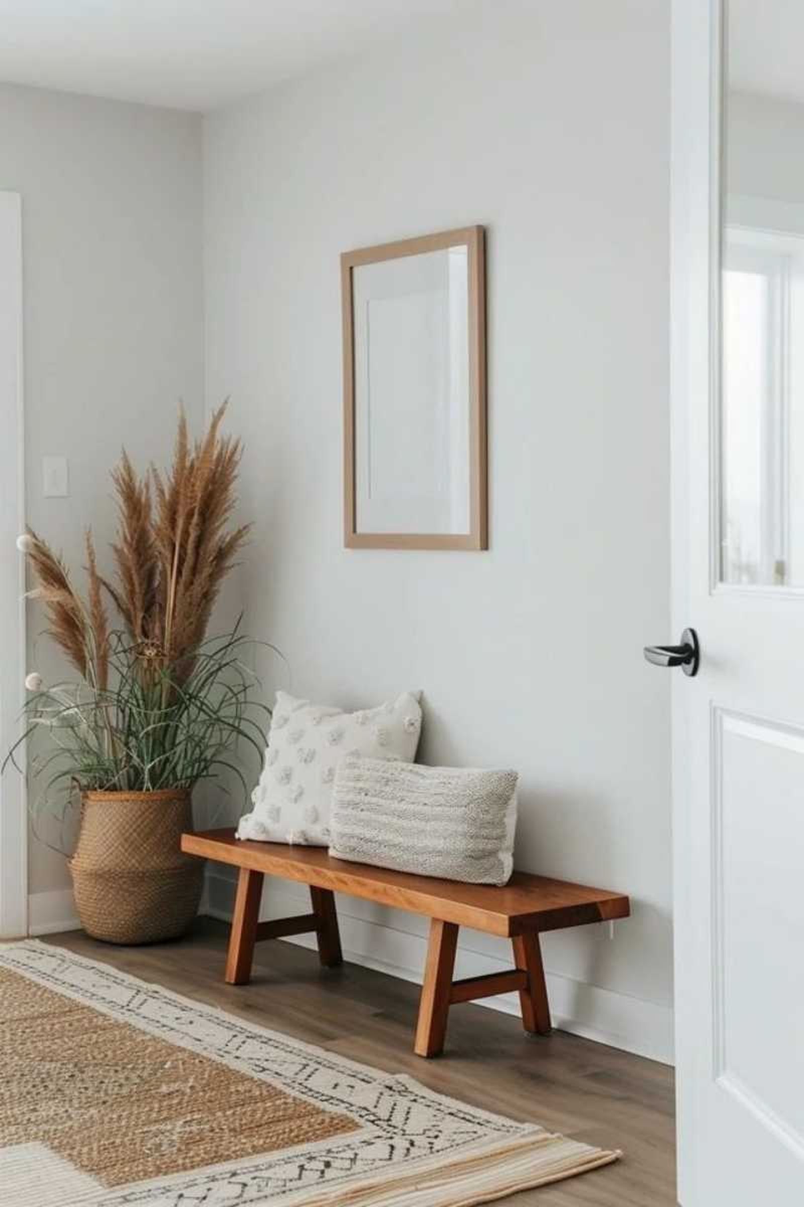 Recibidor acogedor decorado con fibras naturales. / Pinterest Hogarly Interior Design