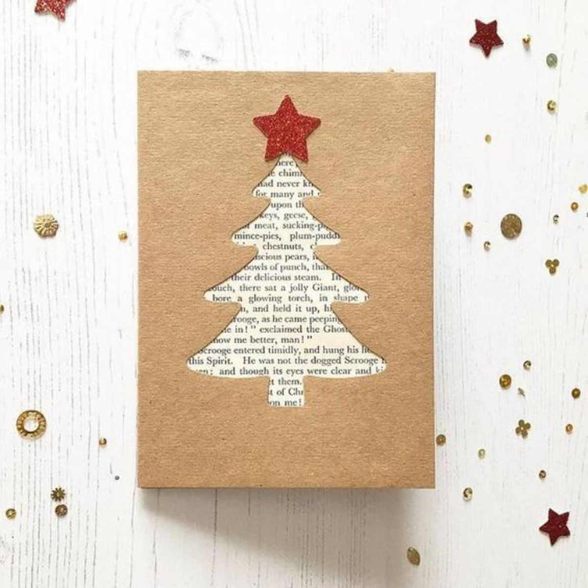 tarjeta navidad hecha a mano papel periodico pinterest claudia Rafaella creativa y emprendedora