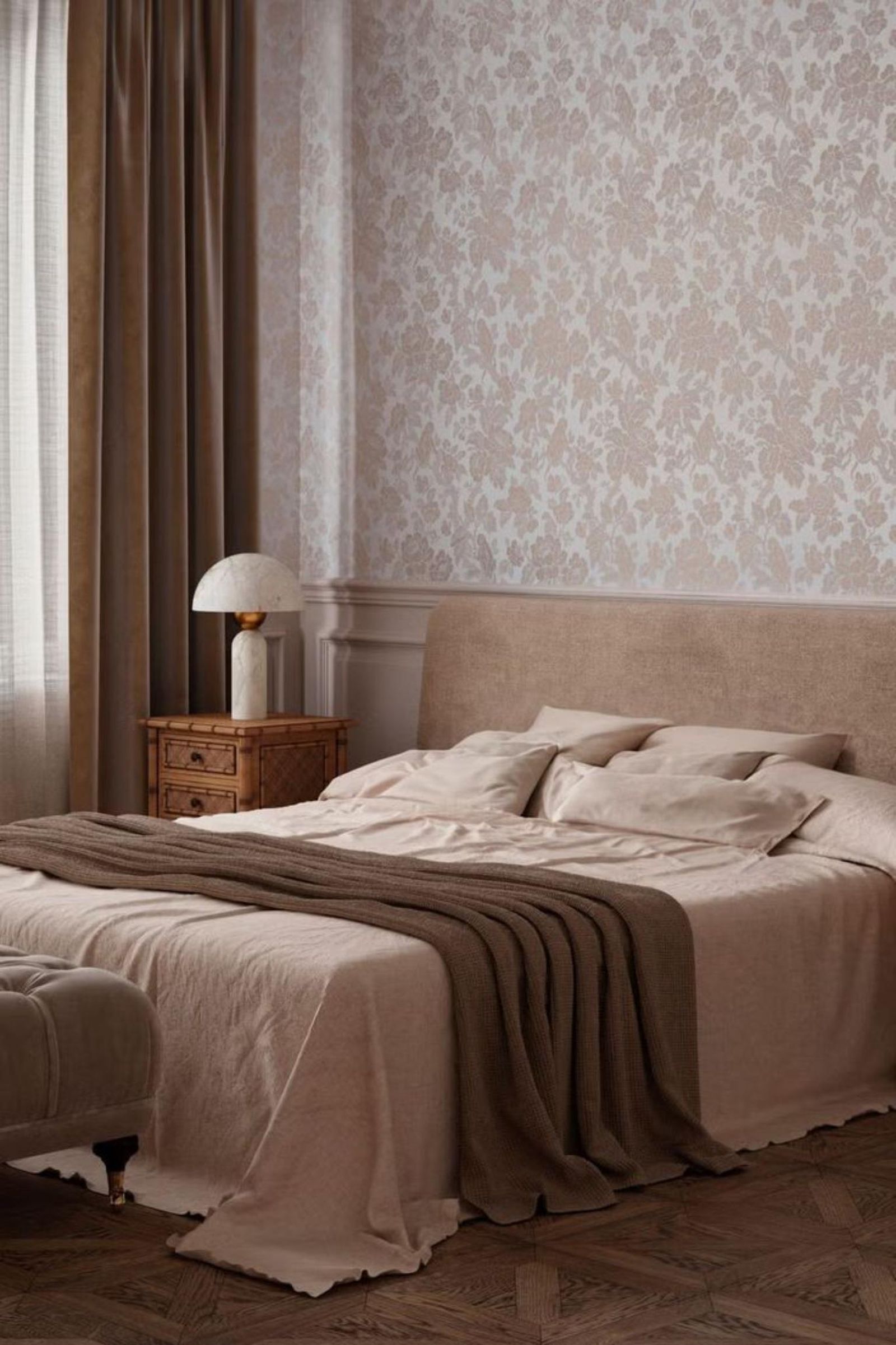 Dormitorio con textiles mocha mousse. Dormitorio con textiles mocha mousse.