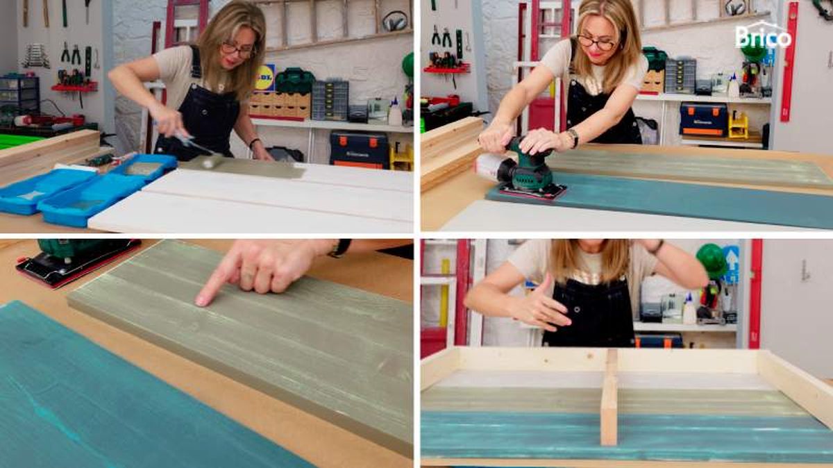 Pintar las baldas y dar un efecto rústico