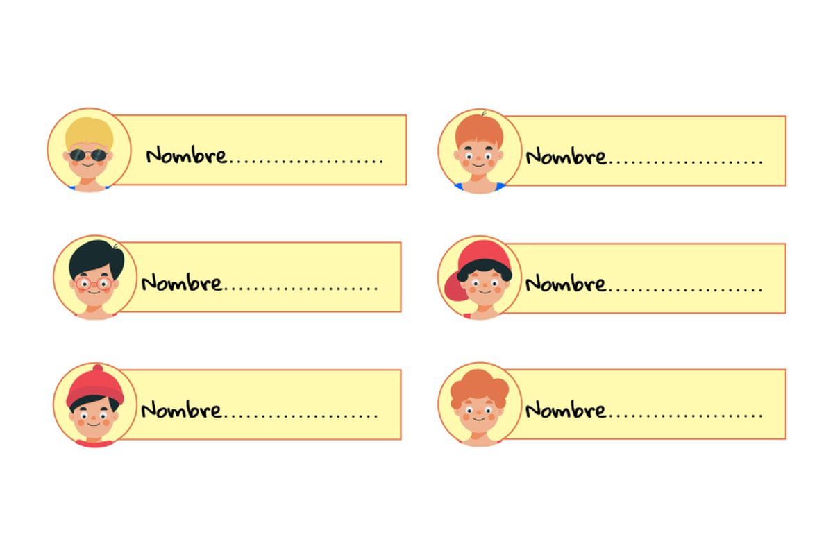 Etiquetas para poner el nombre en los cuadernos del cole.