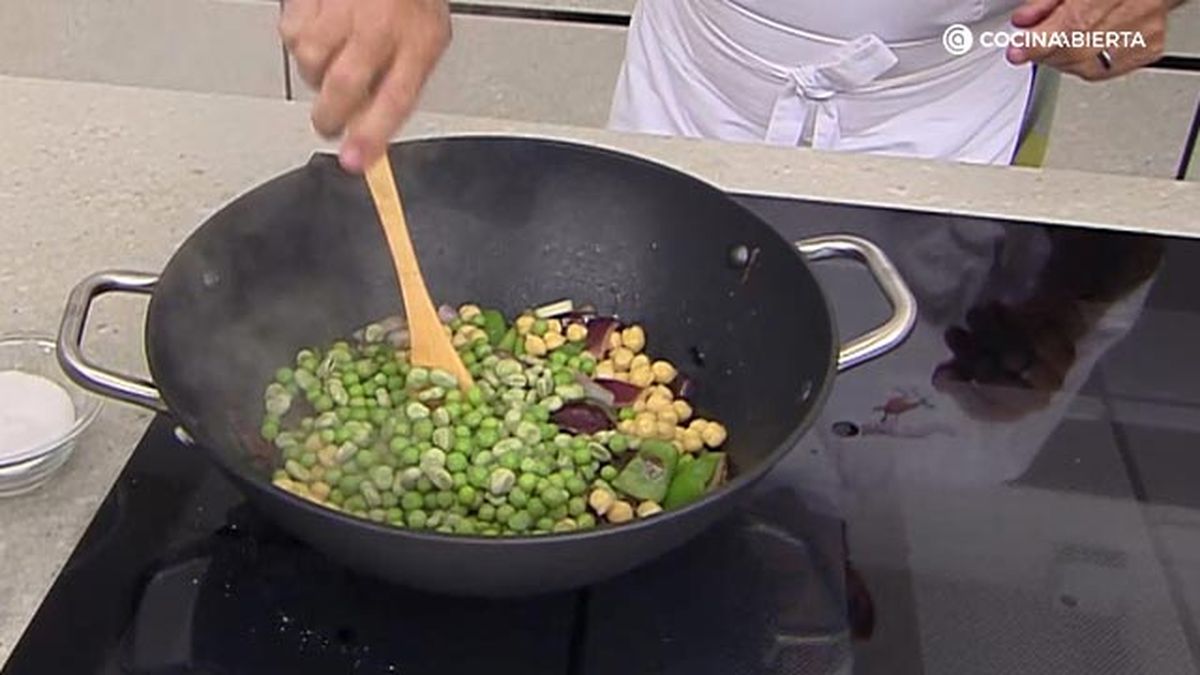 receta salteado pulpo verduras garbanzos ka paso 4