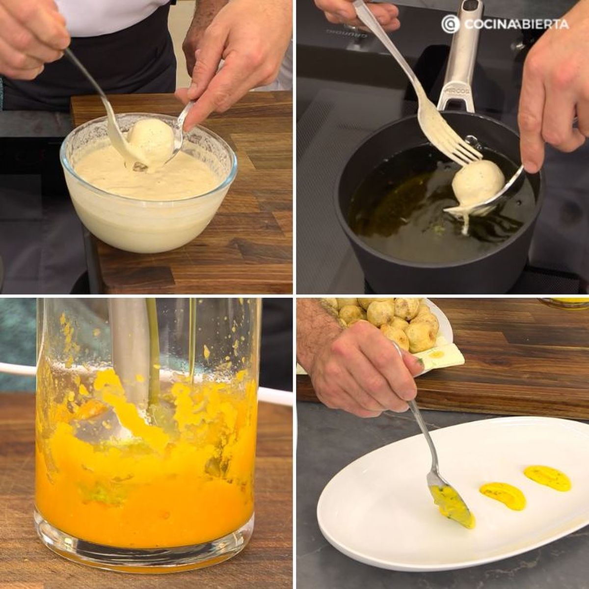 Preparación de buñuelos de cocido