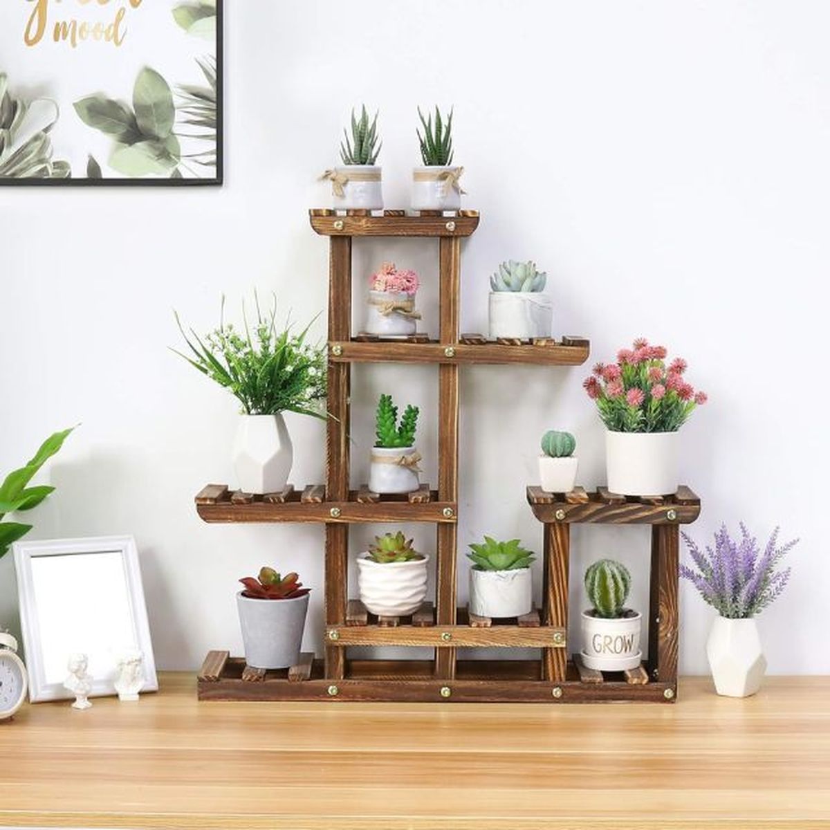 Mueble estantería de plantas de unho