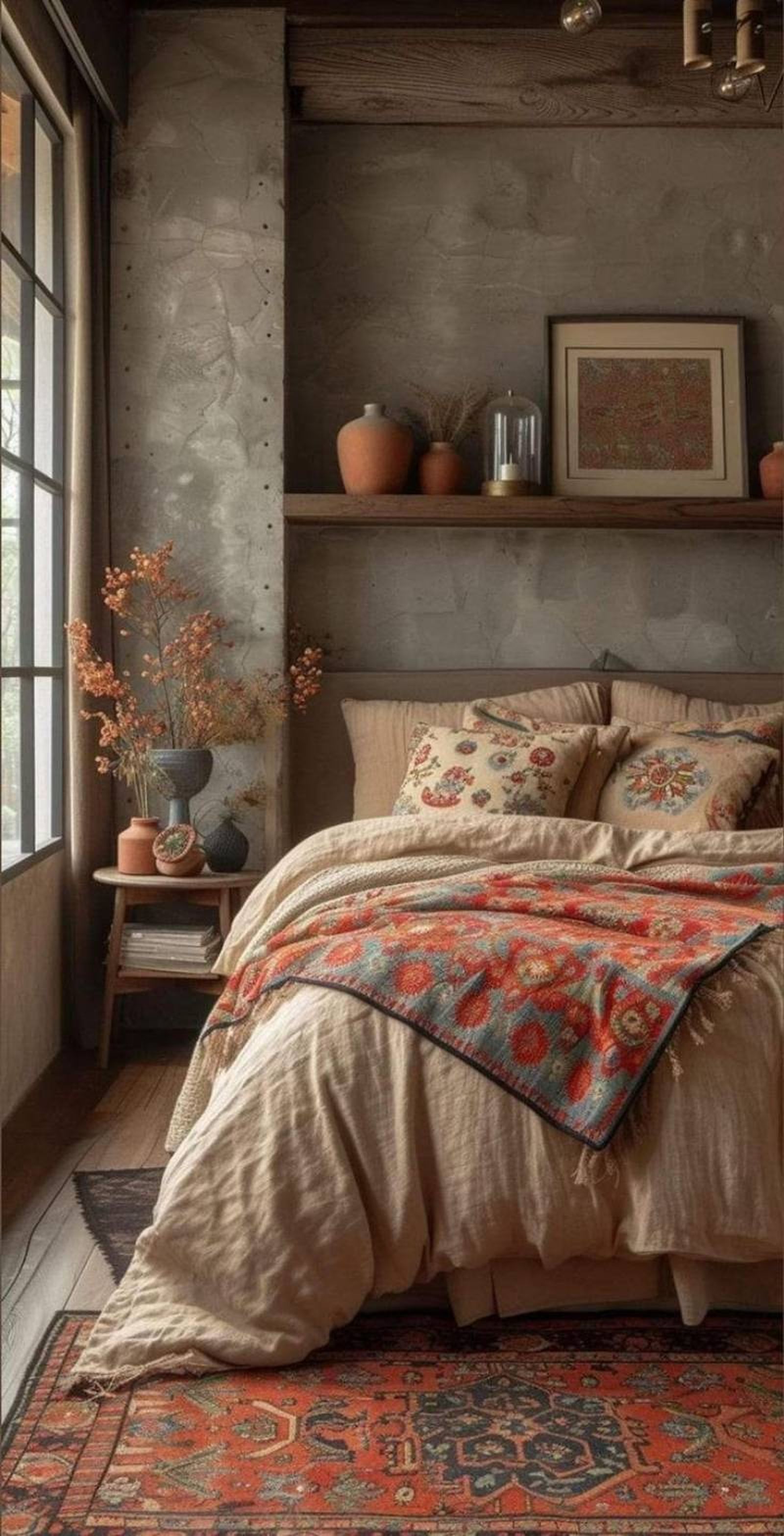 Dormitorio con decoración otoñal. / Fuente: Pinterest maroce