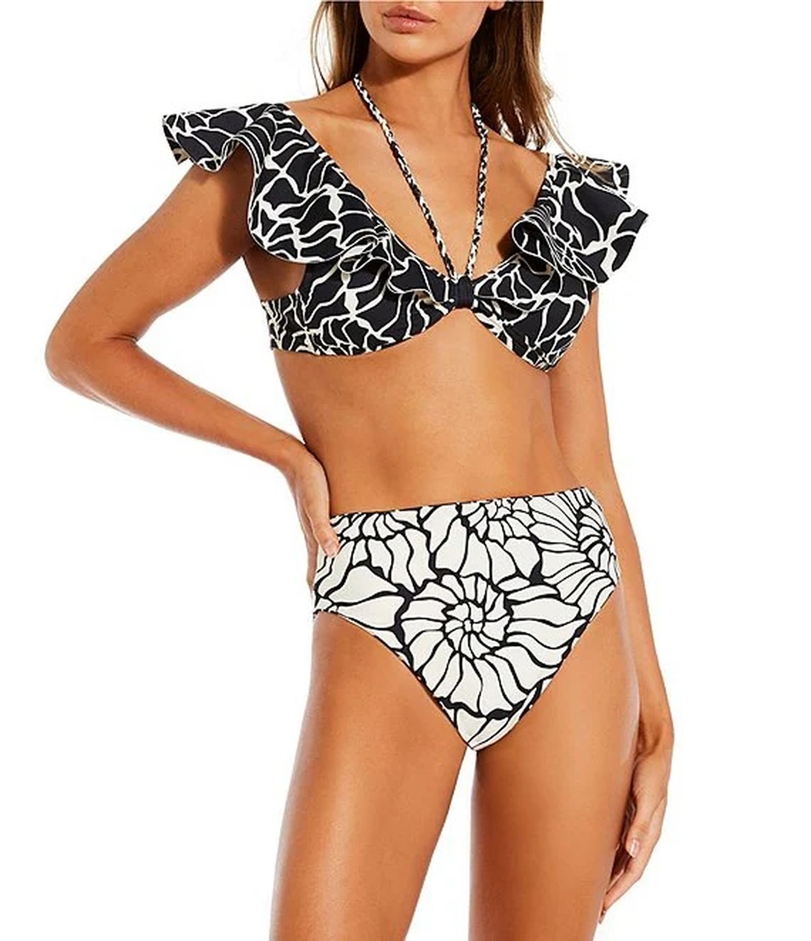 Bikini con volante en los hombros Bikini con volante en los hombros