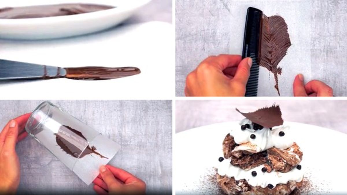 decoraciones chocolate tartas hojas