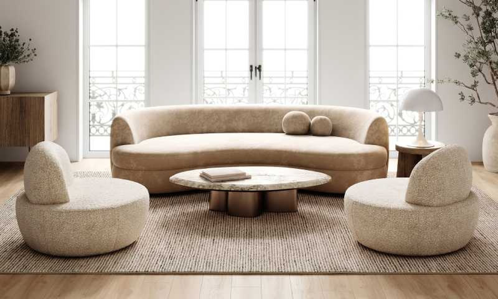 Salón con sofás tipo bold.