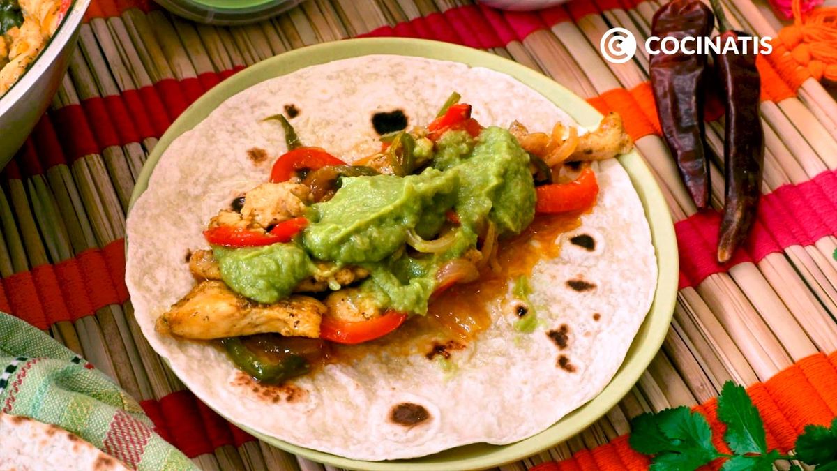 Receta de fajitas de pollo y guacamole