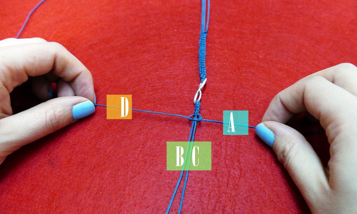 cómo hacer una pulsera macrame paso5