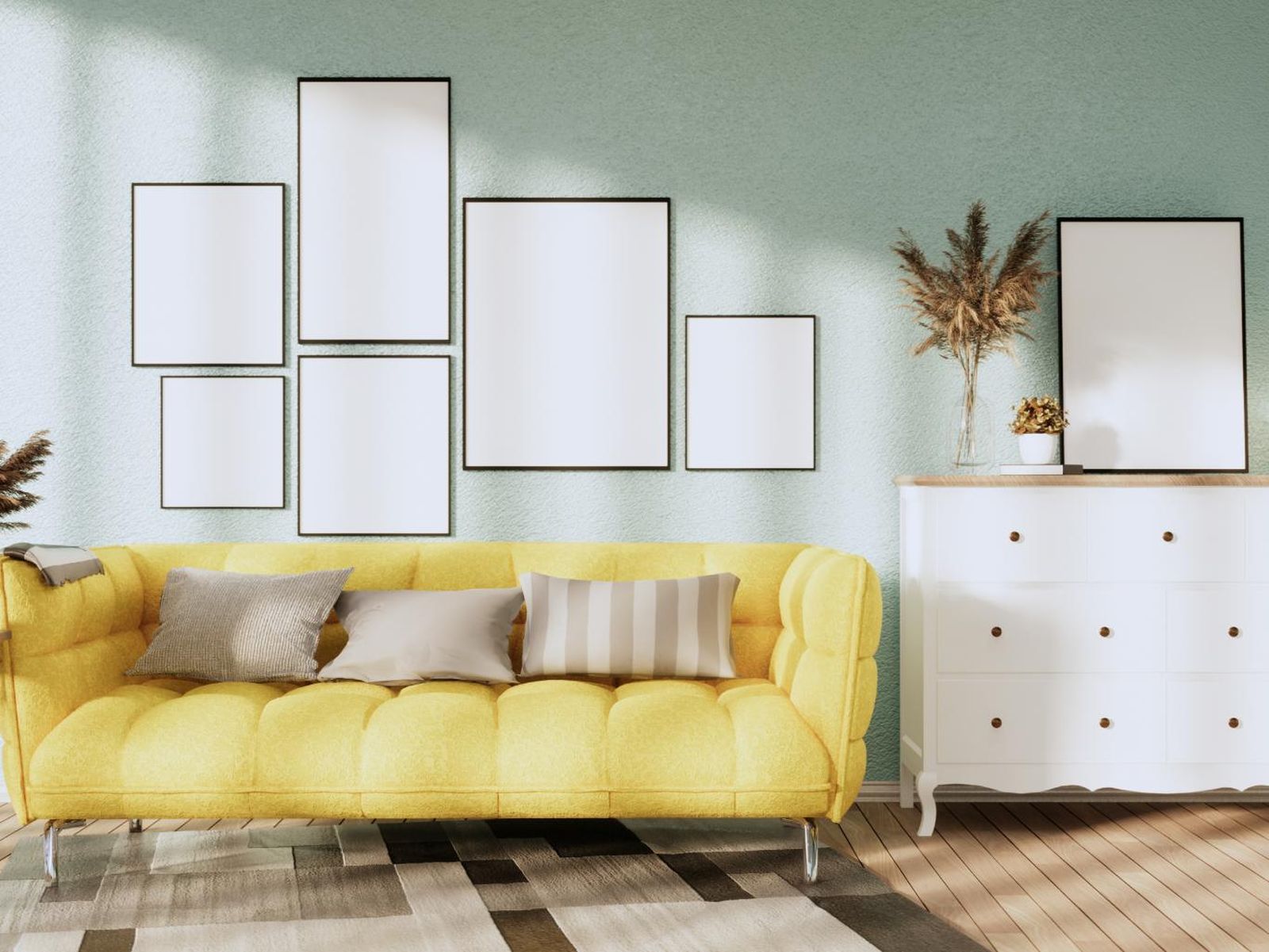 Salón con decoración de estillo vintage.