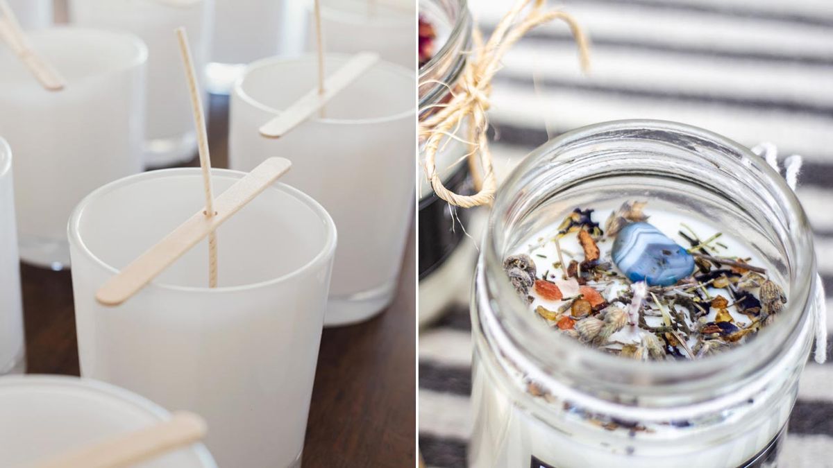 velas con flores regalo hecho a mano