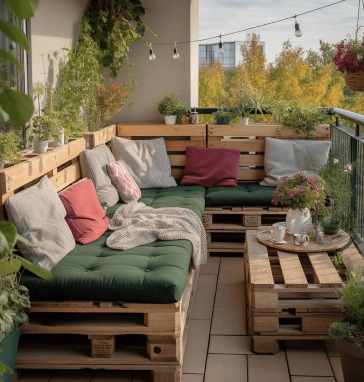 Porche con muebles de palets.