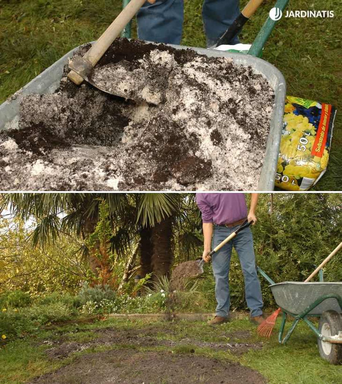 Distribuir el recebo sobre el césped