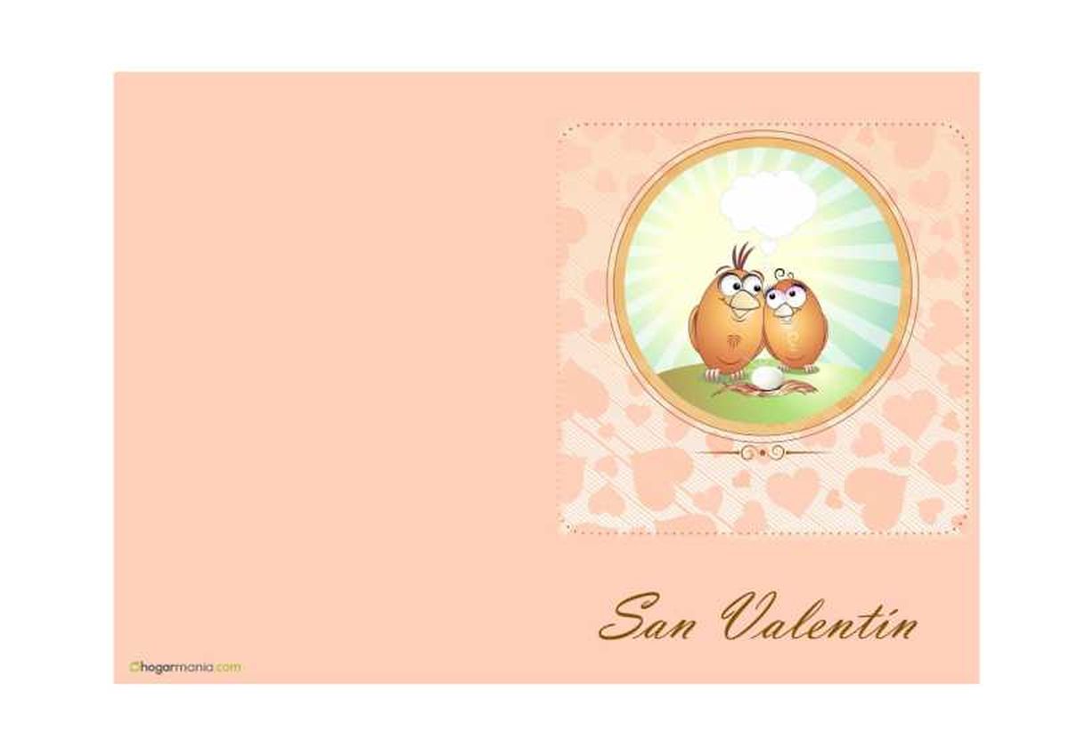 Tarjeta de San Valentín con dibujo de pájaros.