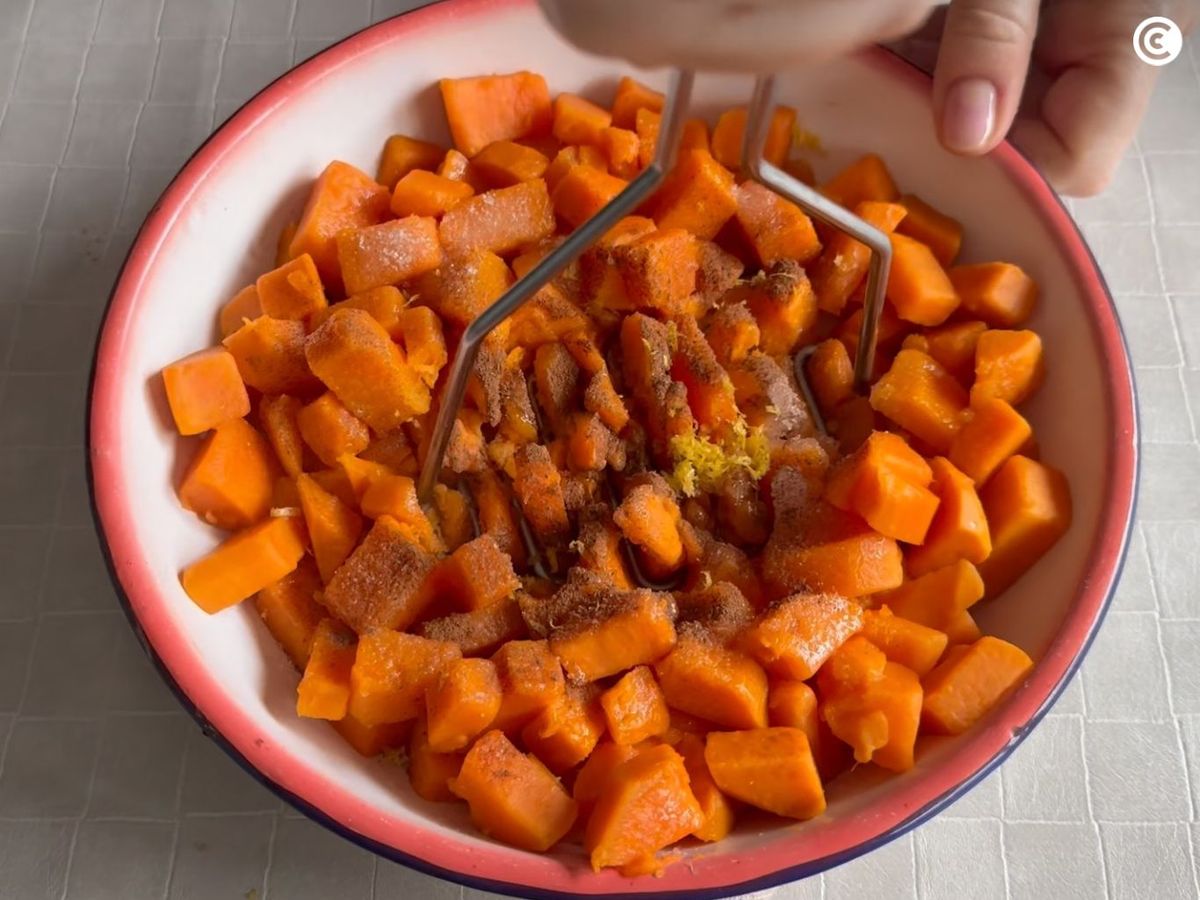 Preparar el-relleno para el pastel de boniato