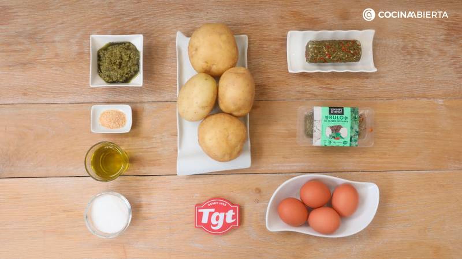 Ingredientes para hacer frittata de queso de cabra Ingredientes para hacer frittata de queso de cabra