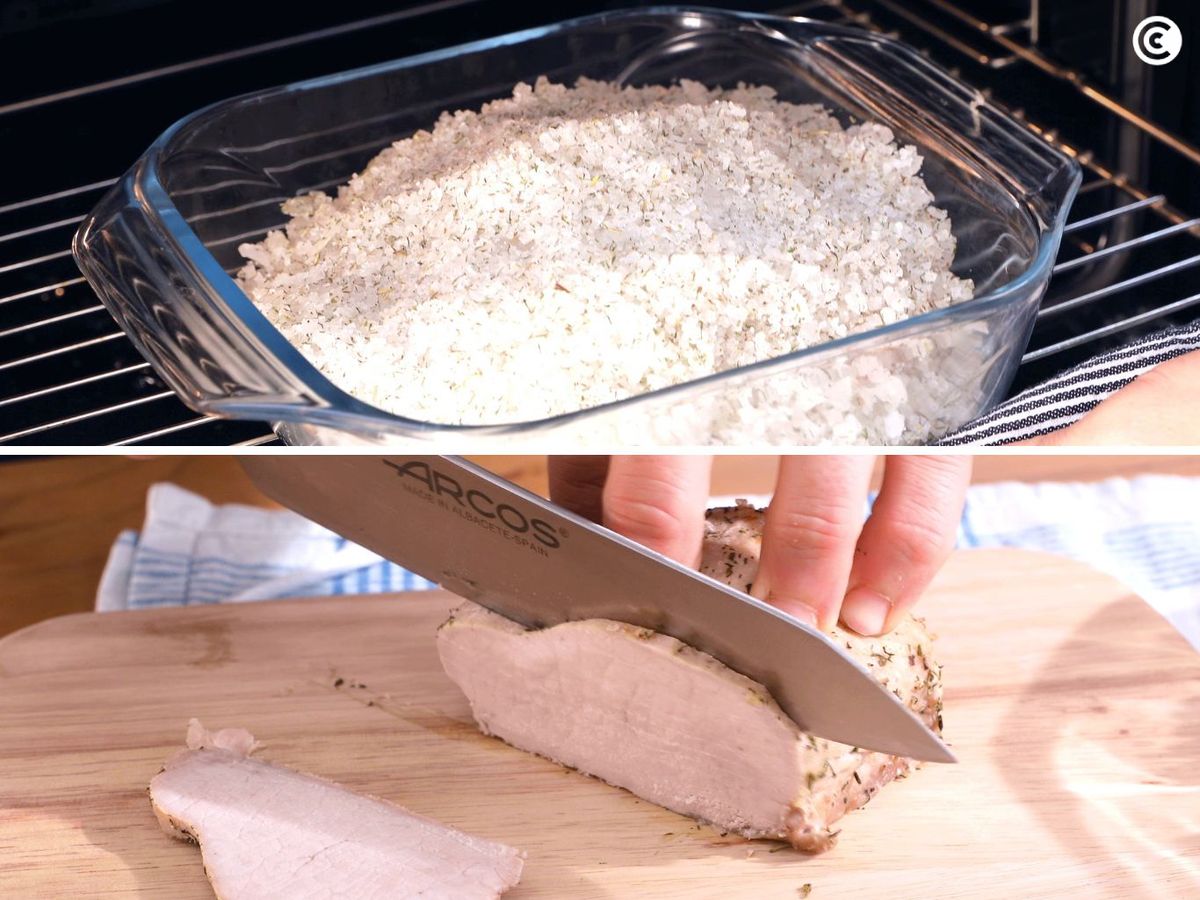 Hornear y cortar el lomo para el sándwich cubano